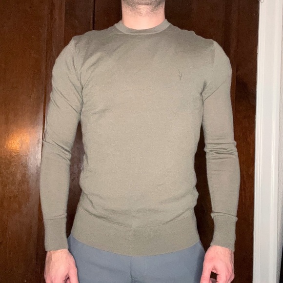 All Saints Men's Mode Slim Fit Merino Wool Crewneck Sweater Size Small - Picture 1 of 8